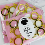 6Pk Diamond Ring Acrylic Gold Cupcake Topper
