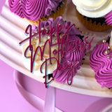 2Pk Mini Happy Mother's Day Toppers / Double layer iridescent topper